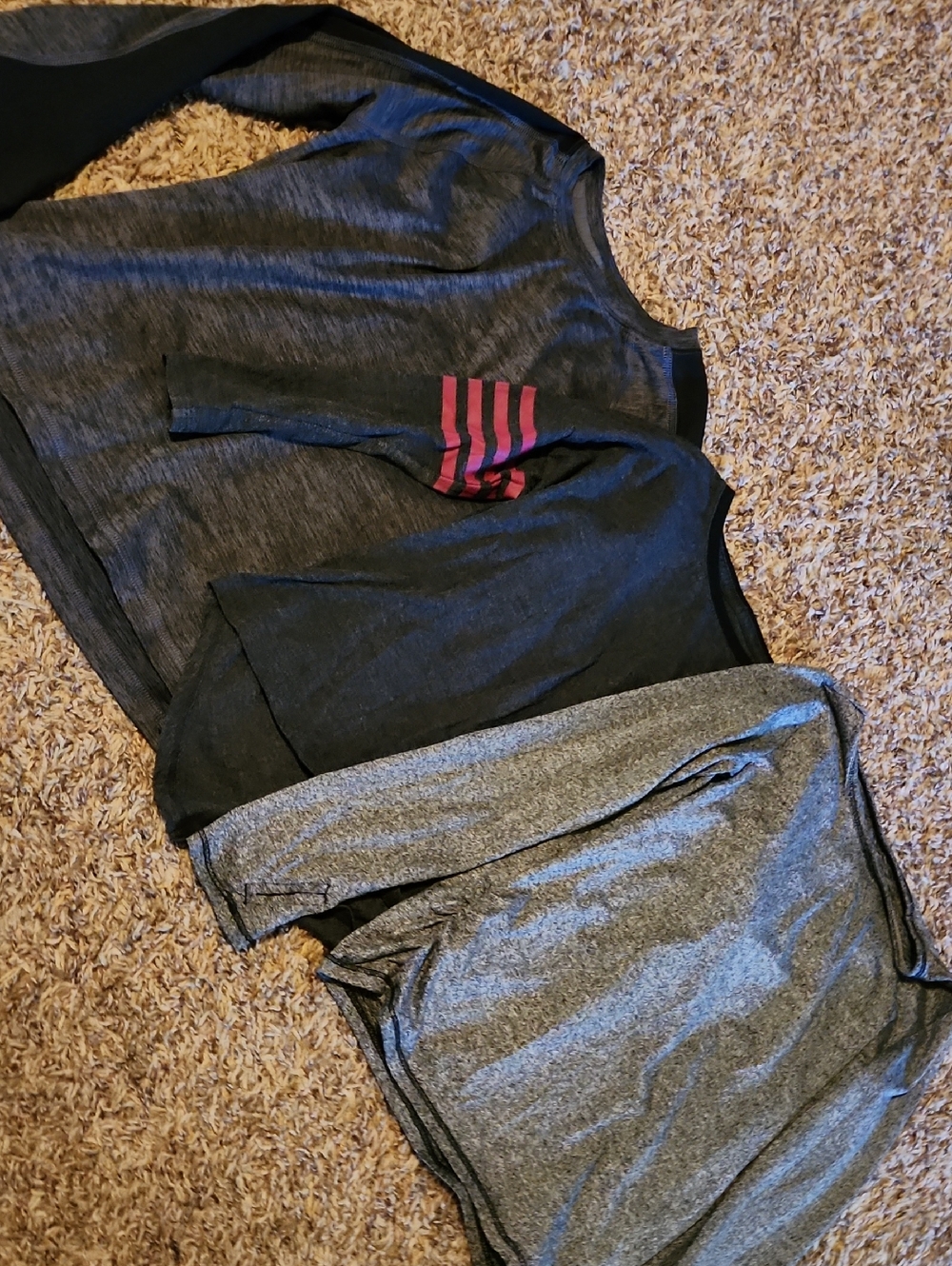 Heathered Gray & Black Active Tops